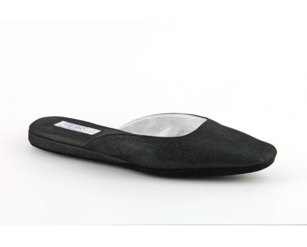black satin slippers